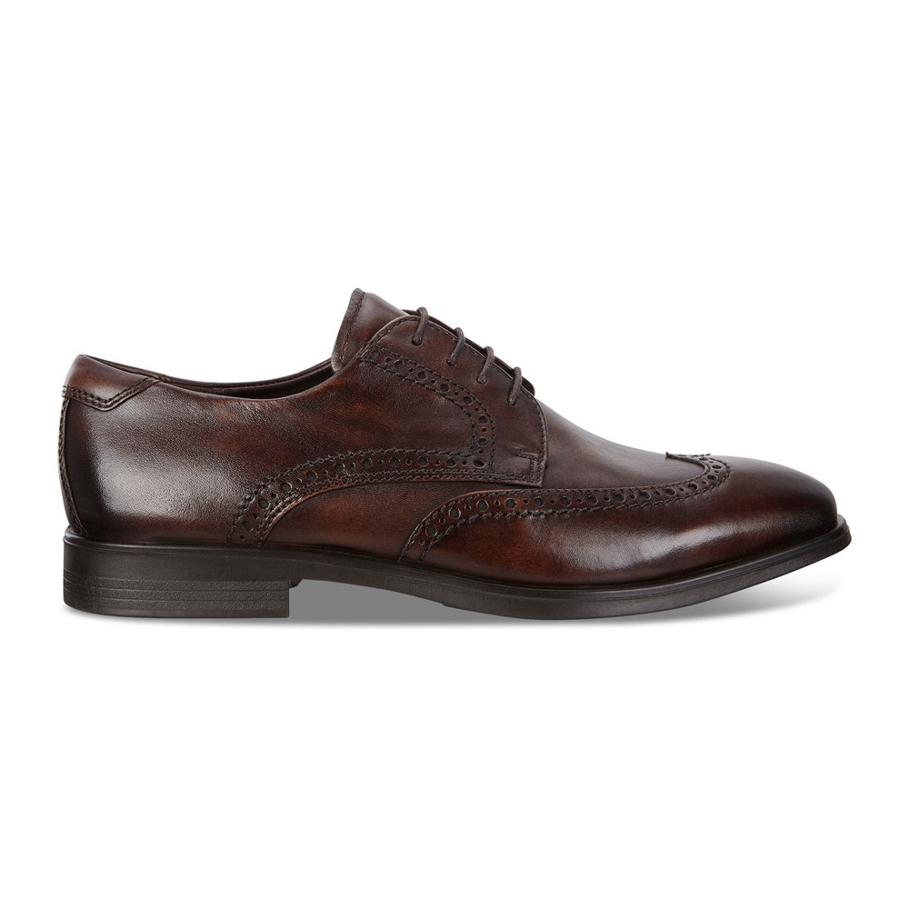 ECCO Mens Dress Shoes Brown - Melbourne Wingtip Tie - RLK-851923